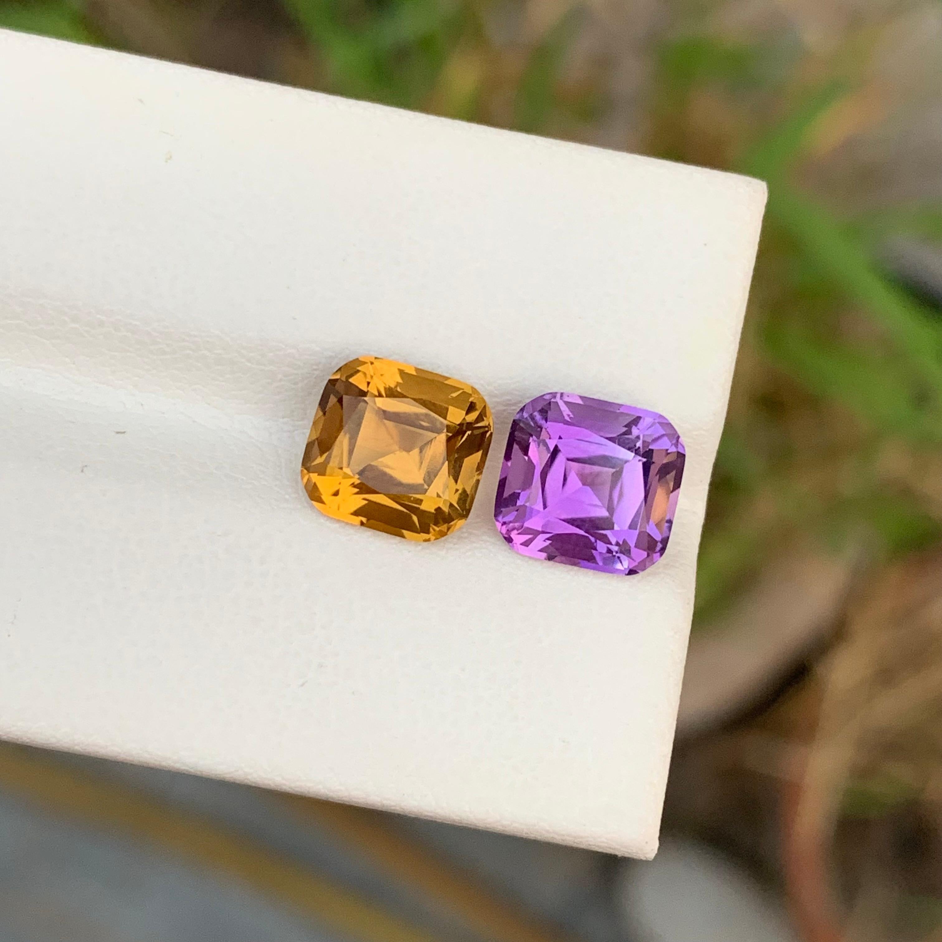 Natürliche 5,10 Karat umgekehrte Paare Loser Amethyst Citrin im Angebot 3