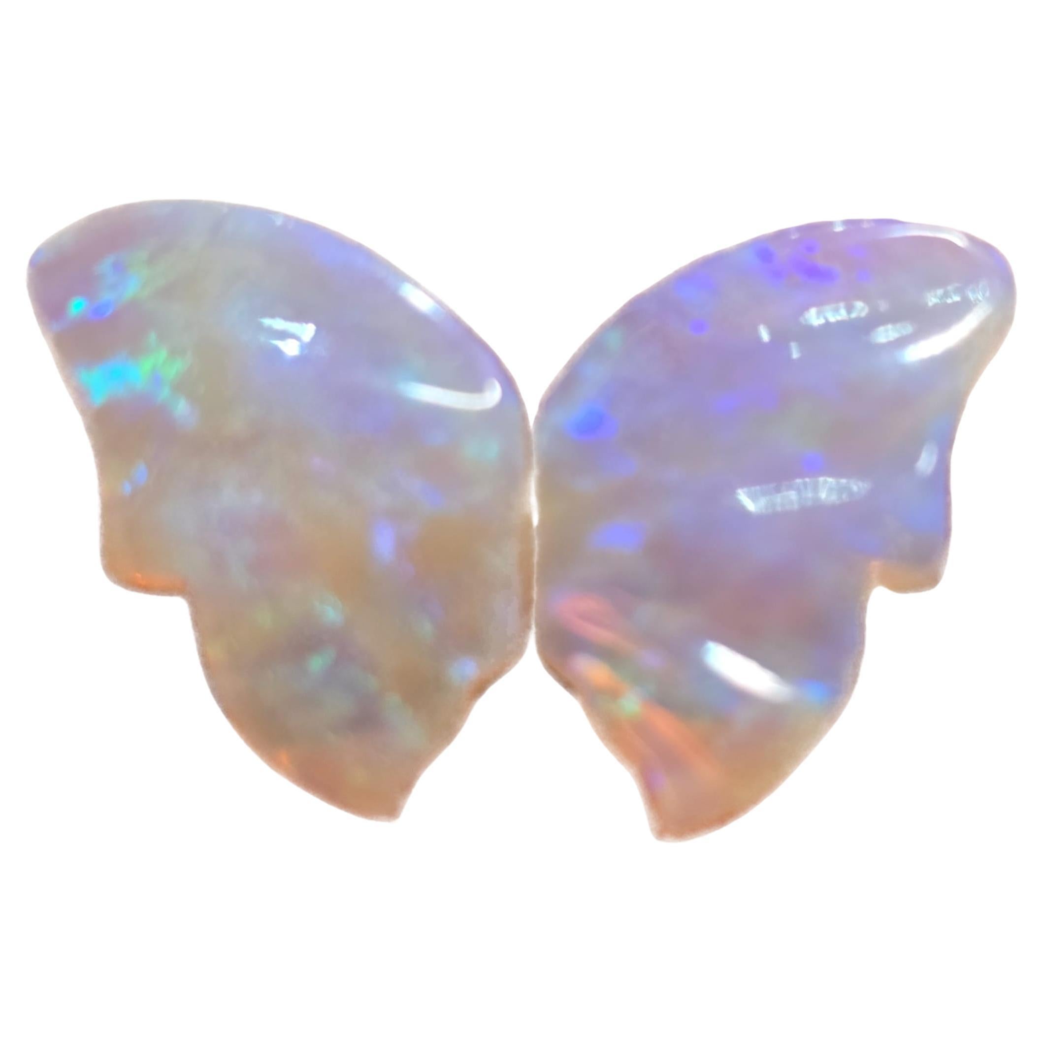 Natural 5.10 Ct Australian Opal Crystal Butterfly Wings mined by Sue Cooper For Sale