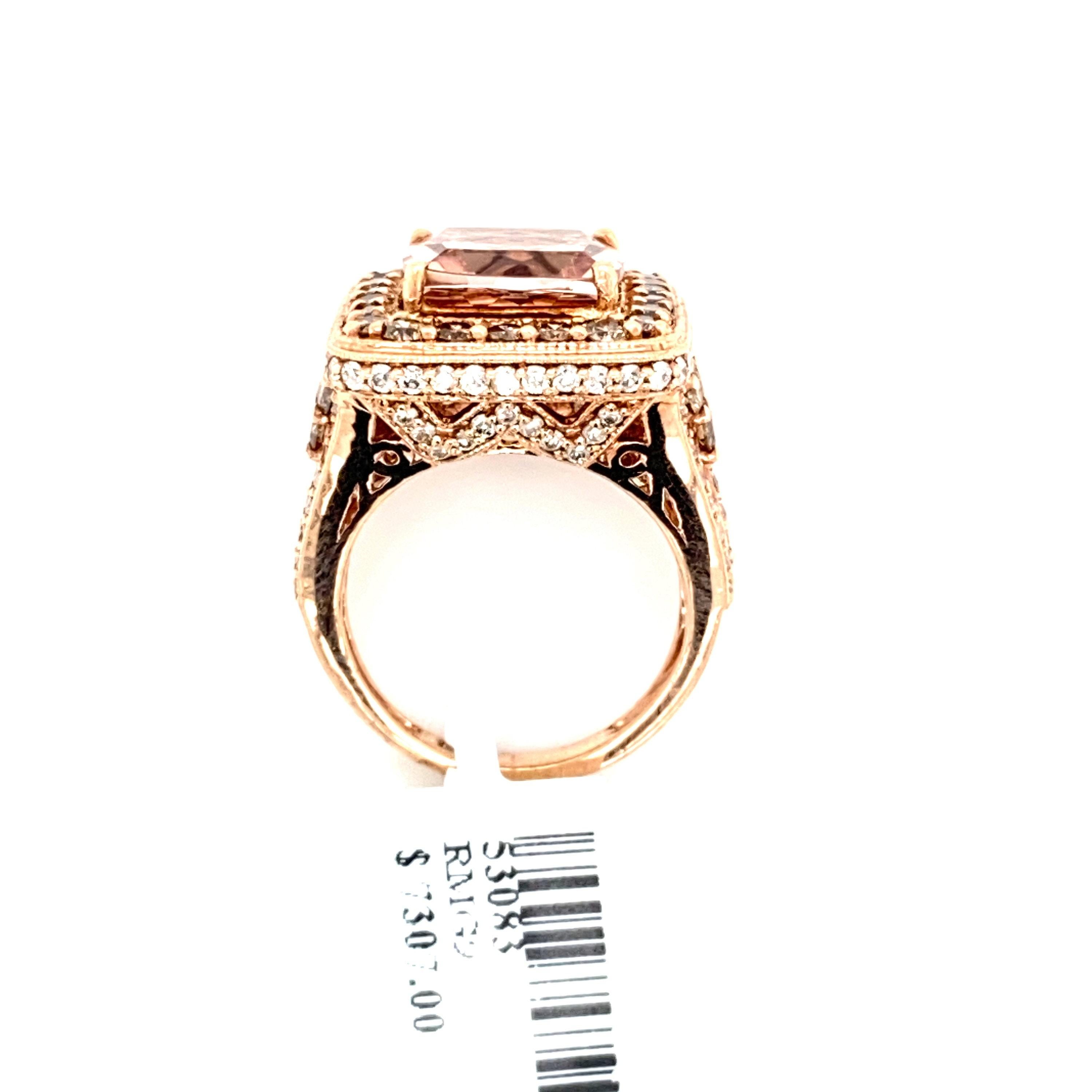 Natural 5.10ct Cushion Morganite Diamond Vintage Ring In New Condition For Sale In New York, NY