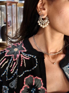 Natural 5.14 Carat Diamond and 30.5 Carat Pearl Earrings