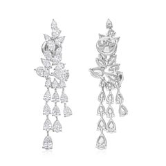 Boucles d'oreilles en diamant naturel de 5,17 carats, pureté SI, couleur HI, en or blanc 14 carats