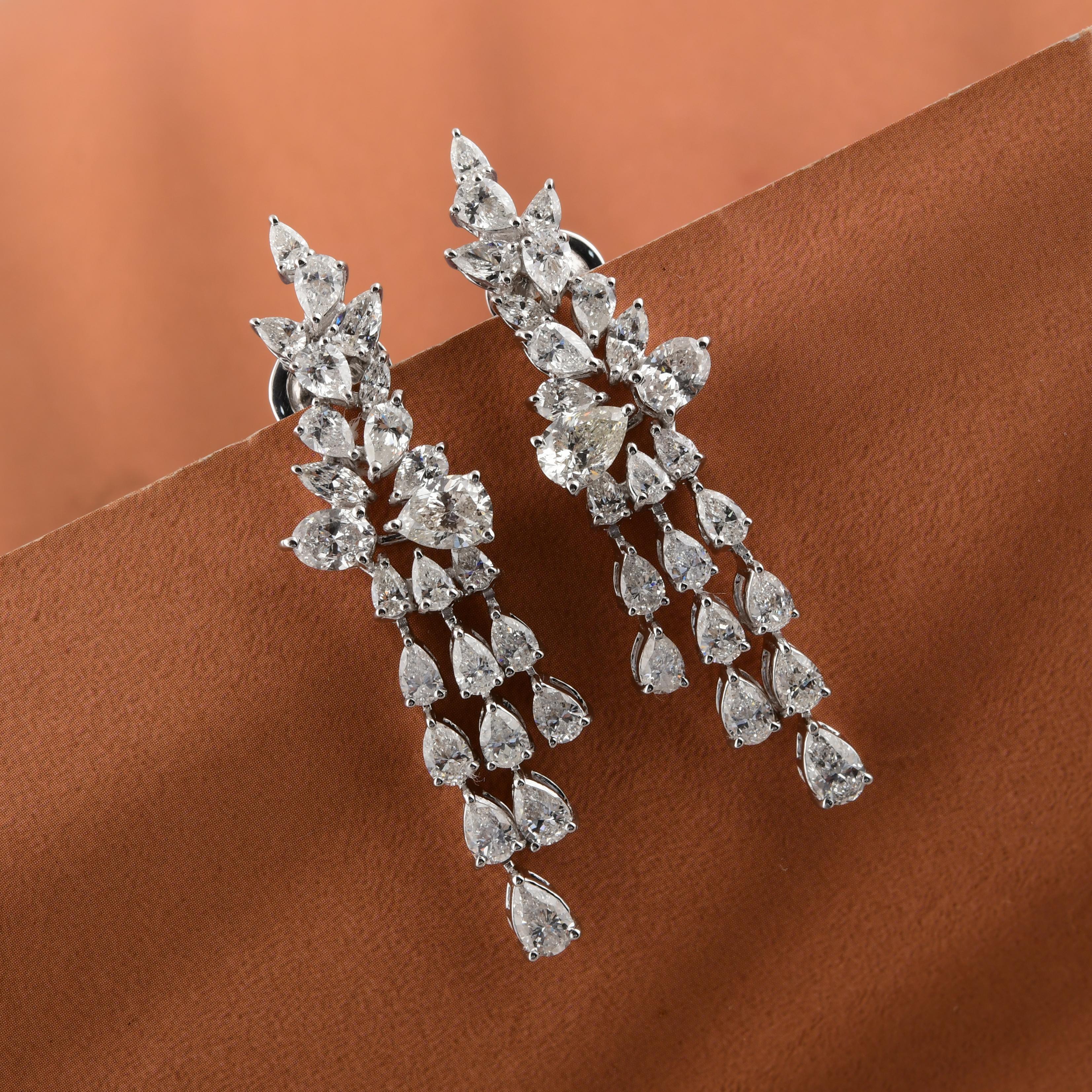 Pendientes de diamantes naturales de 5,17 quilates, claridad SI y color HI, oro blanco de 18 quilates Moderno en venta