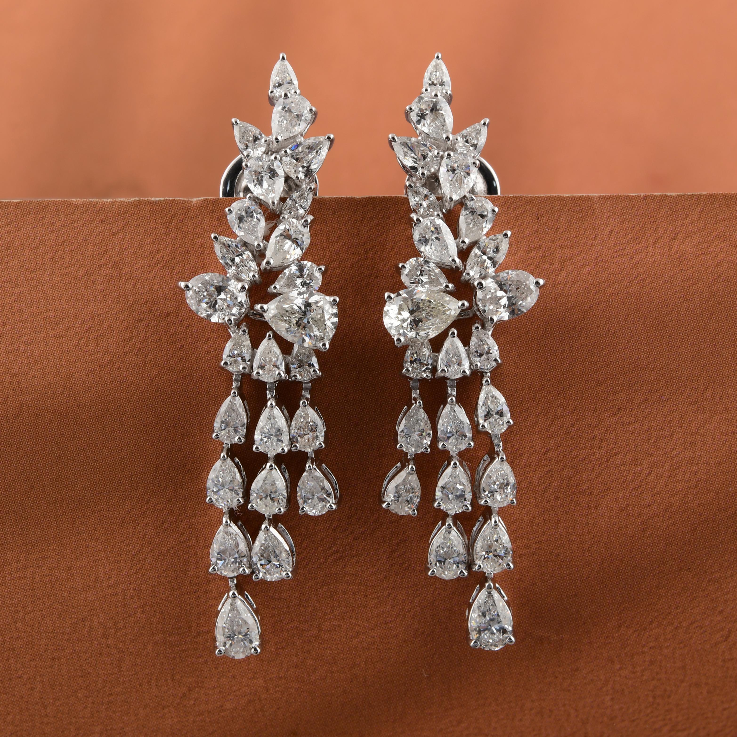 Pendientes de diamantes naturales de 5,17 quilates, claridad SI y color HI, oro blanco de 18 quilates Corte pera en venta