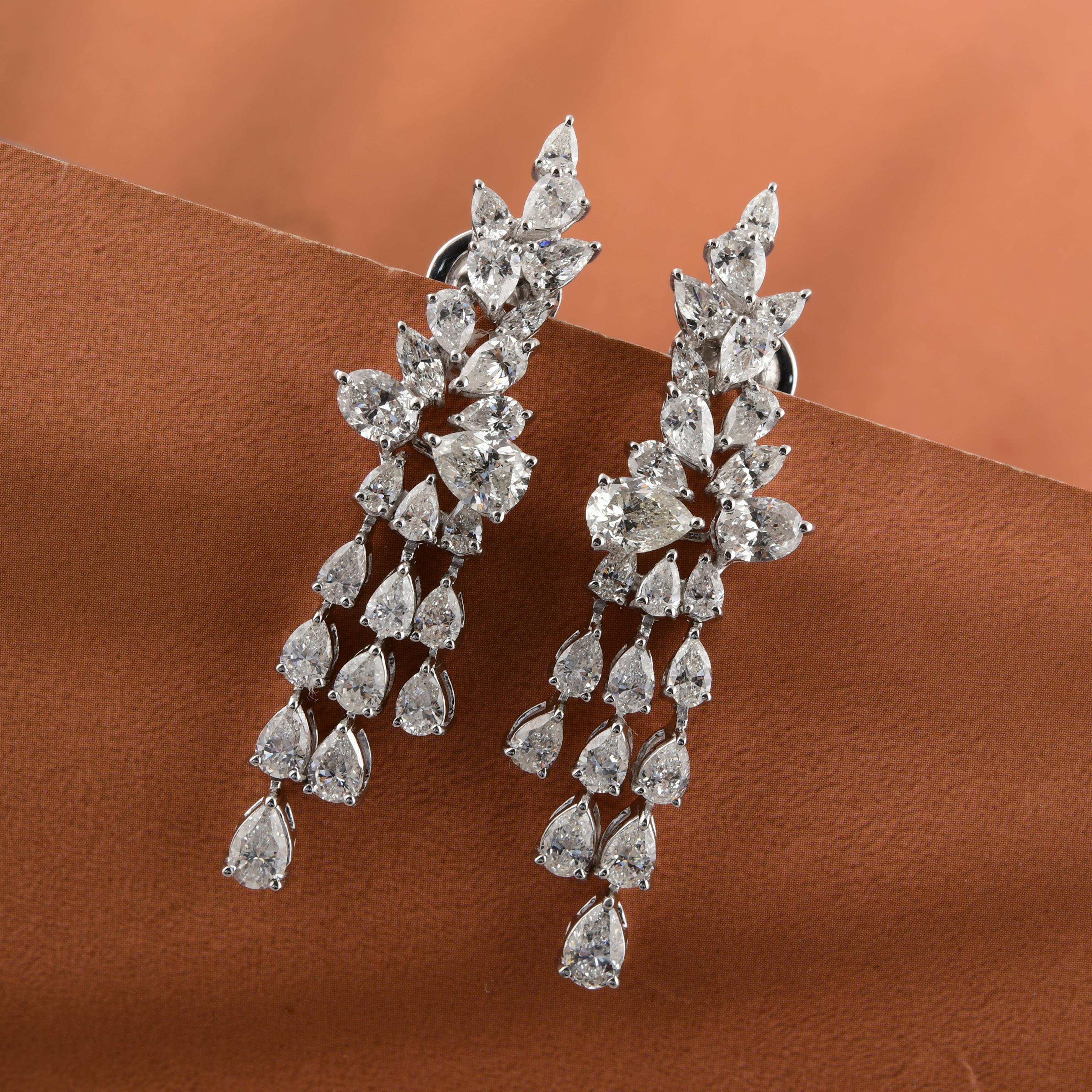 Pendientes de diamantes naturales de 5,17 quilates, claridad SI y color HI, oro blanco de 18 quilates en Nuevo estado para la venta en Diera, Dubai