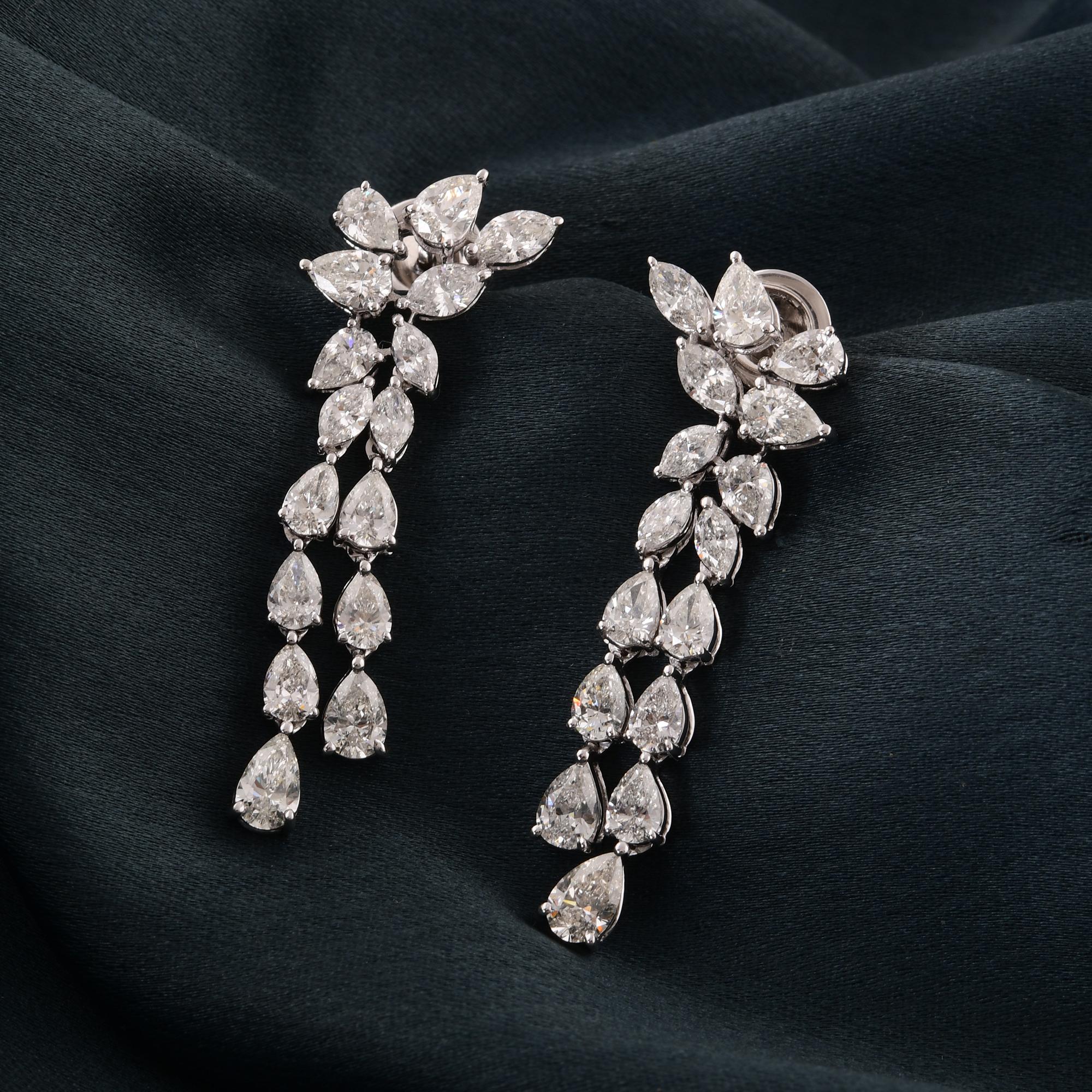 Boucles d'oreilles en or blanc 14 carats avec diamants naturels taille poire et marquise de 5,18 carats Pour femmes en vente