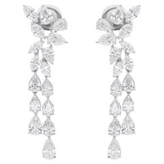 Orecchini di diamanti naturali a pera e marquise da 5,18 carati in oro bianco 14 carati