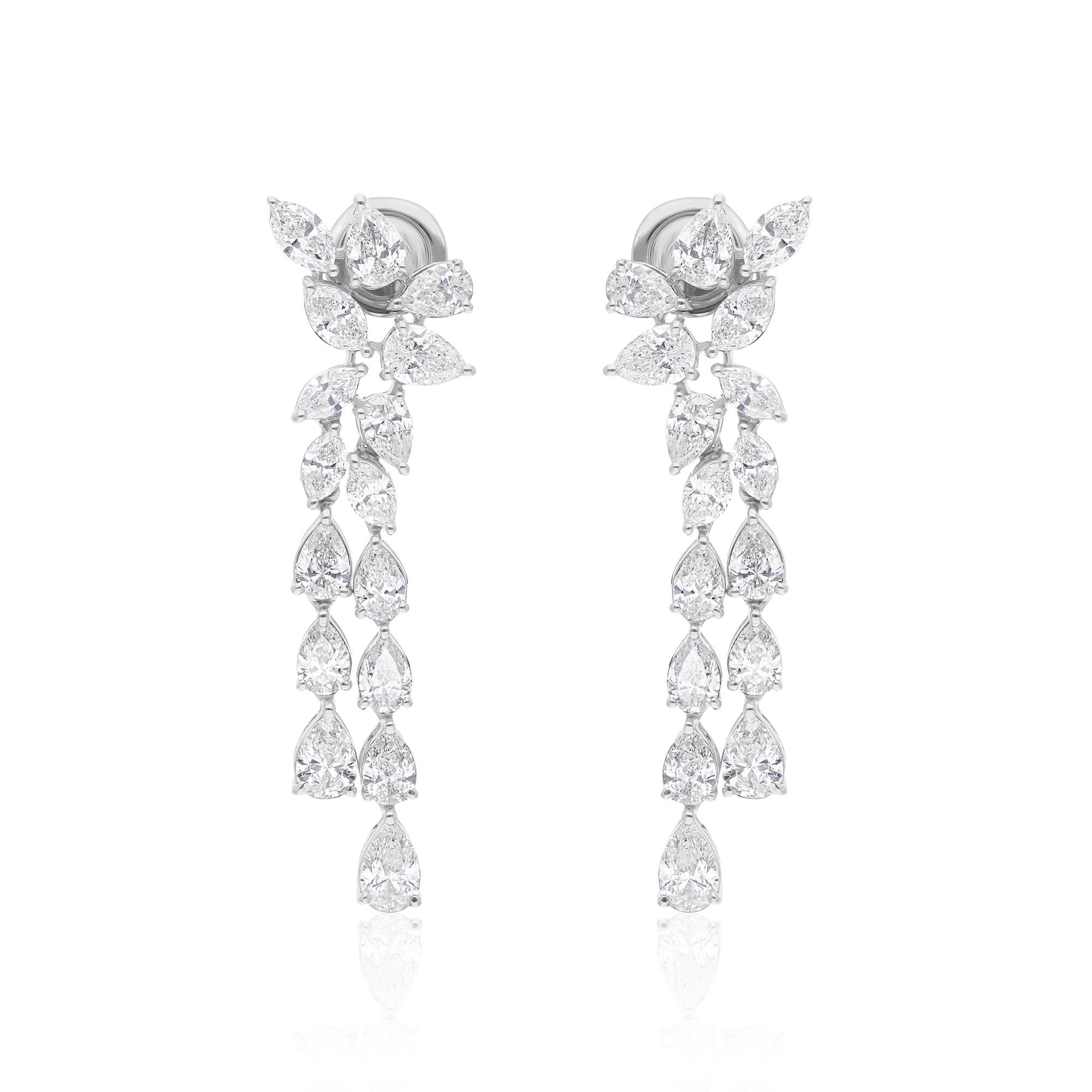 Orecchini di diamanti naturali a pera e marquise da 5,18 carati in oro bianco 18 carati