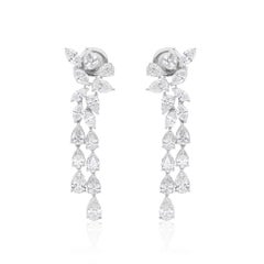 Orecchini di diamanti naturali a pera e marquise da 5,18 carati in oro bianco 18 carati