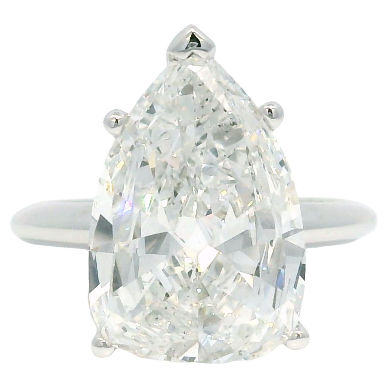Natural 5.19 Carat Pear-Shape Diamond 14-Karat Engagement Ring In Stock