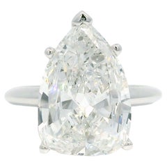 Bague de fiançailles en or 14 carats avec diamant naturel en forme de poire de 5,19 carats