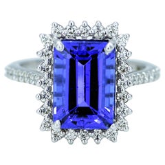 Natural 5.19 Carat Tanzanite and Diamond Ring