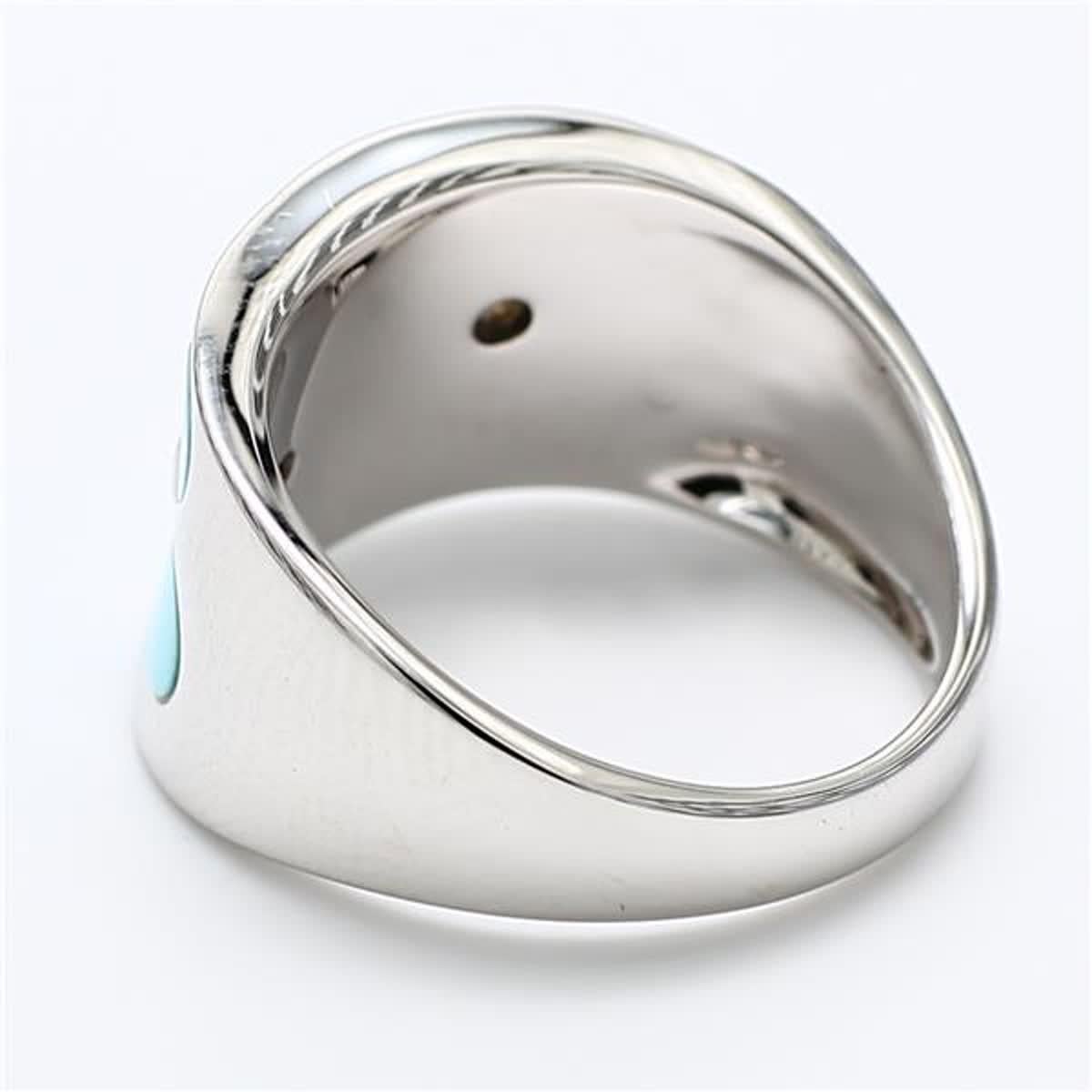 Contemporary Natural Turquoise and White Pinctada Maxima .57 Carat TW White Gold Fashion Ring