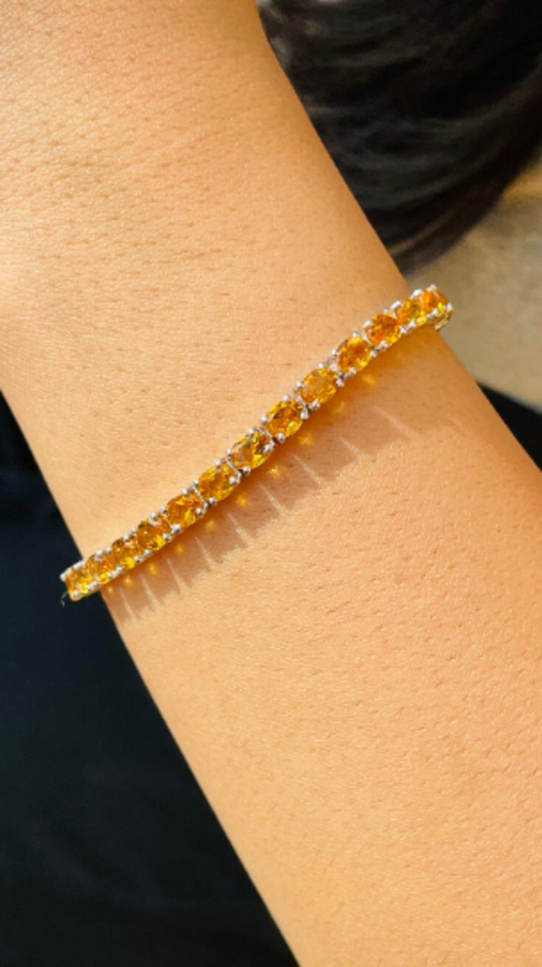 Natural 5.20 CT Citrine Gemstone Oval Cut Tennis Bracelet 4