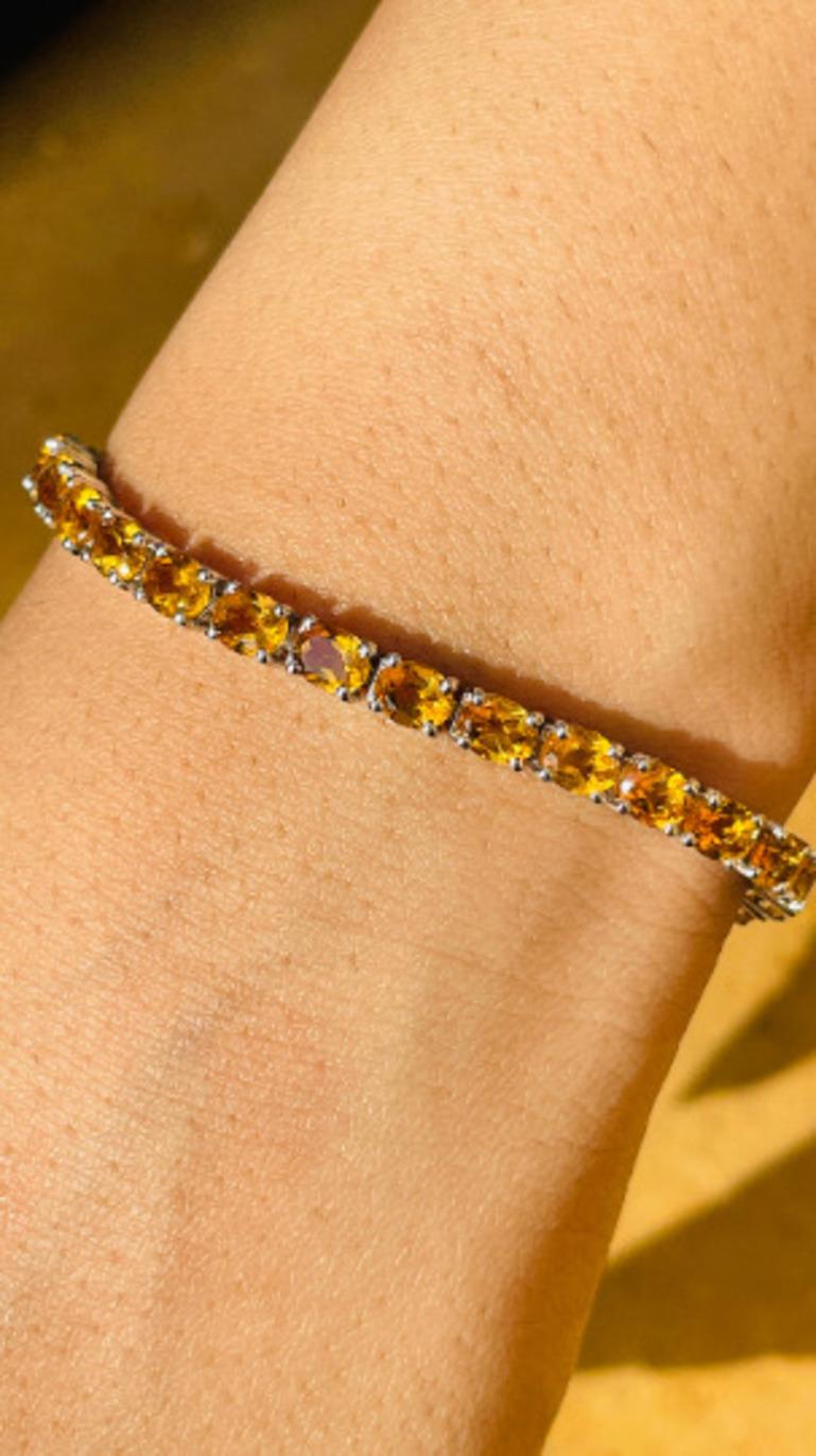Contemporary Natural 5.20 CT Citrine Gemstone Oval Cut Tennis Bracelet