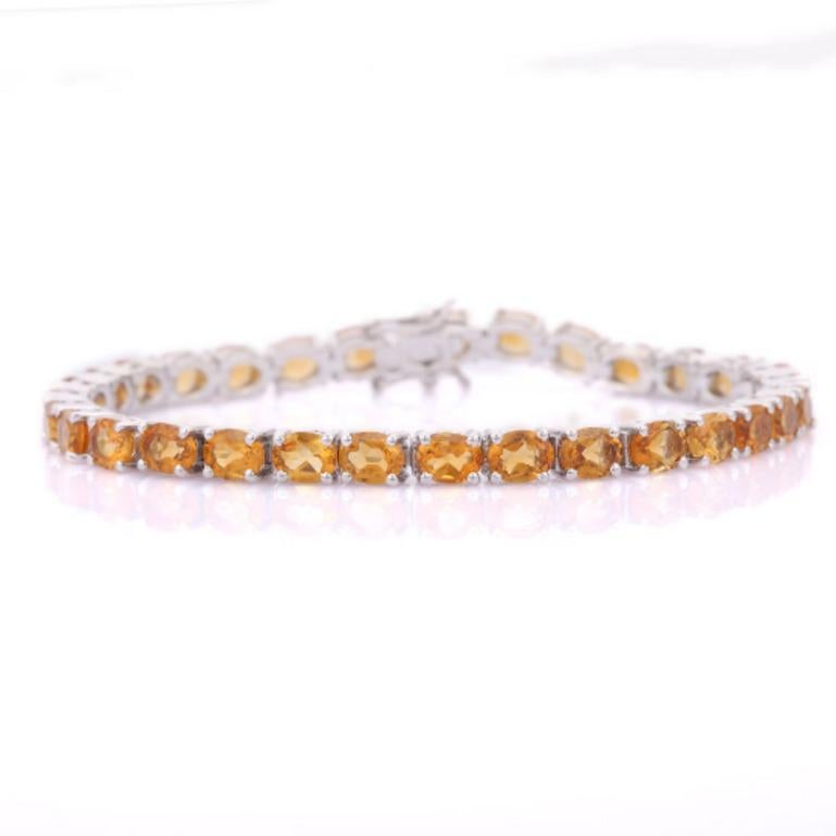 Natural 5.20 CT Citrine Gemstone Oval Cut Tennis Bracelet 1