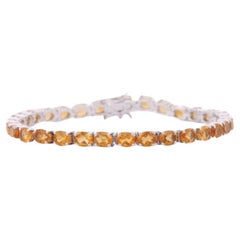 Natural 5.20 CT Citrine Gemstone Oval Cut Tennis Bracelet