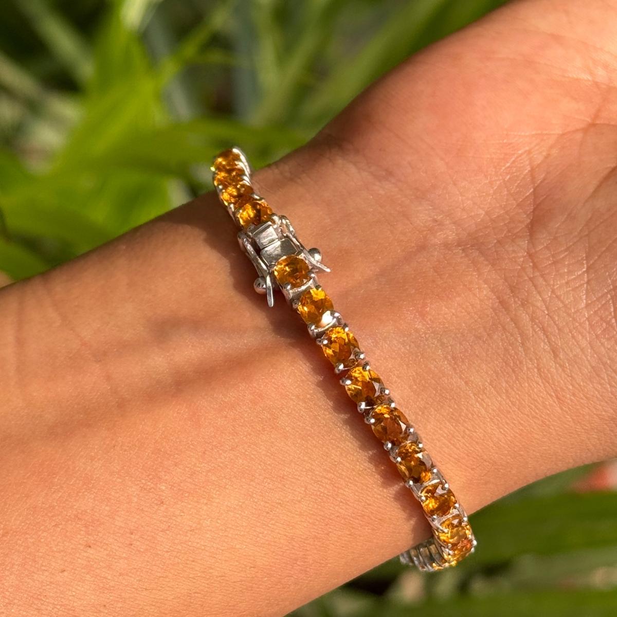 Pulsera de tenis de corte ovalado con citrino natural de 5,20 CT en plata Joyas para mamás en venta 8