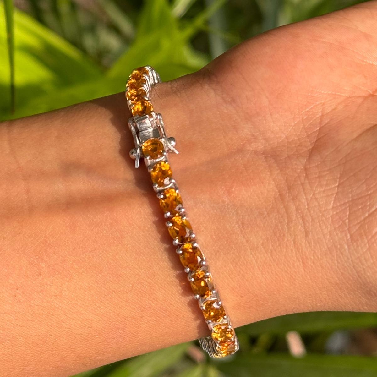 Pulsera de tenis de corte ovalado con citrino natural de 5,20 CT en plata Joyas para mamás en venta 6