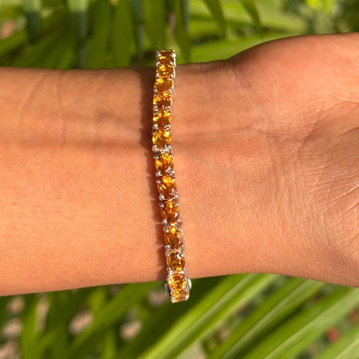 Pulsera de tenis de corte ovalado con citrino natural de 5,20 CT en plata Joyas para mamás en venta 9