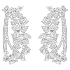 Natural 5.22 Carat SI/H Multi Shape Diamond Earrings 18 Karat White Gold Jewelry