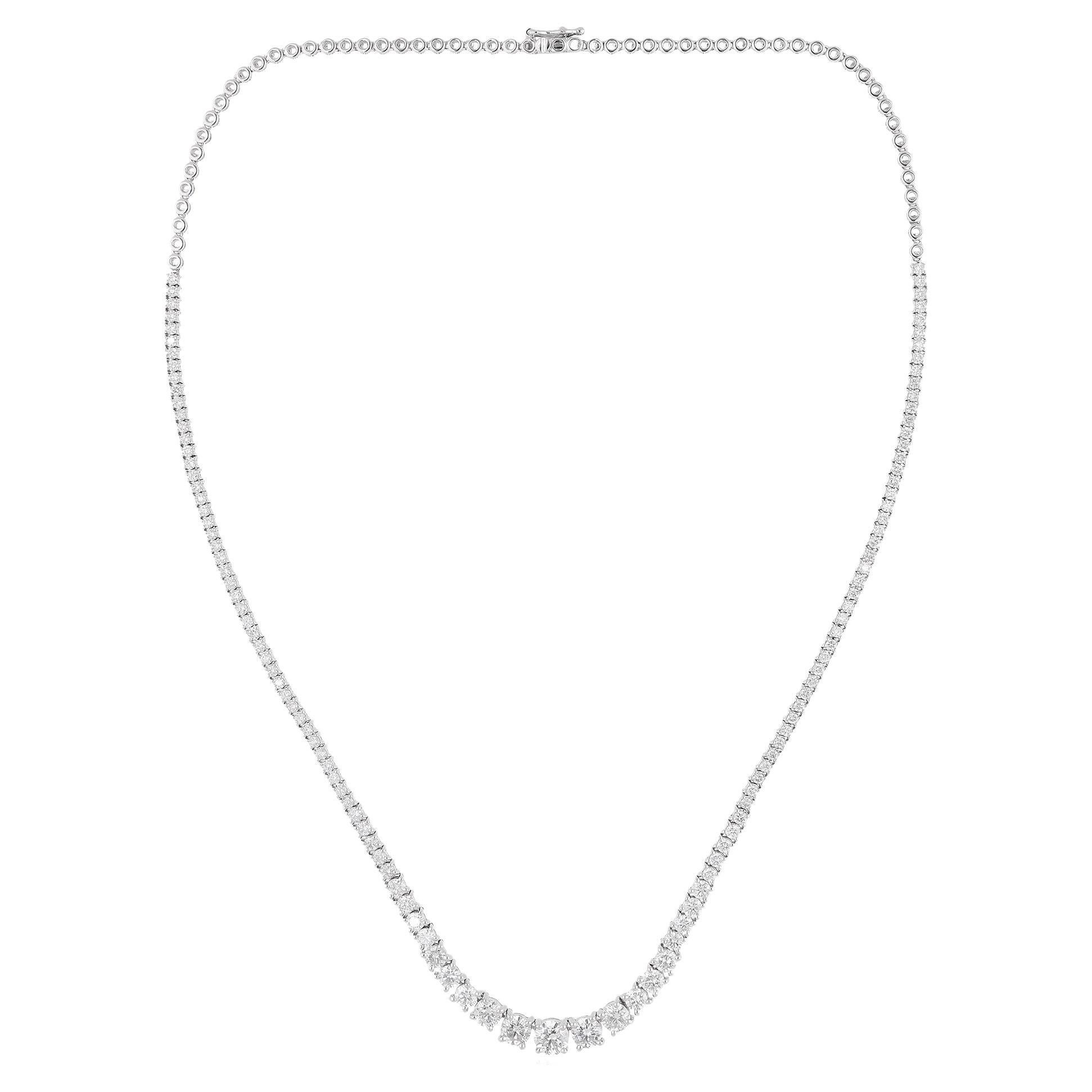 Natural 5.23 Carat Diamond Necklace 14 Karat White Solid Gold Handmade Jewelry
