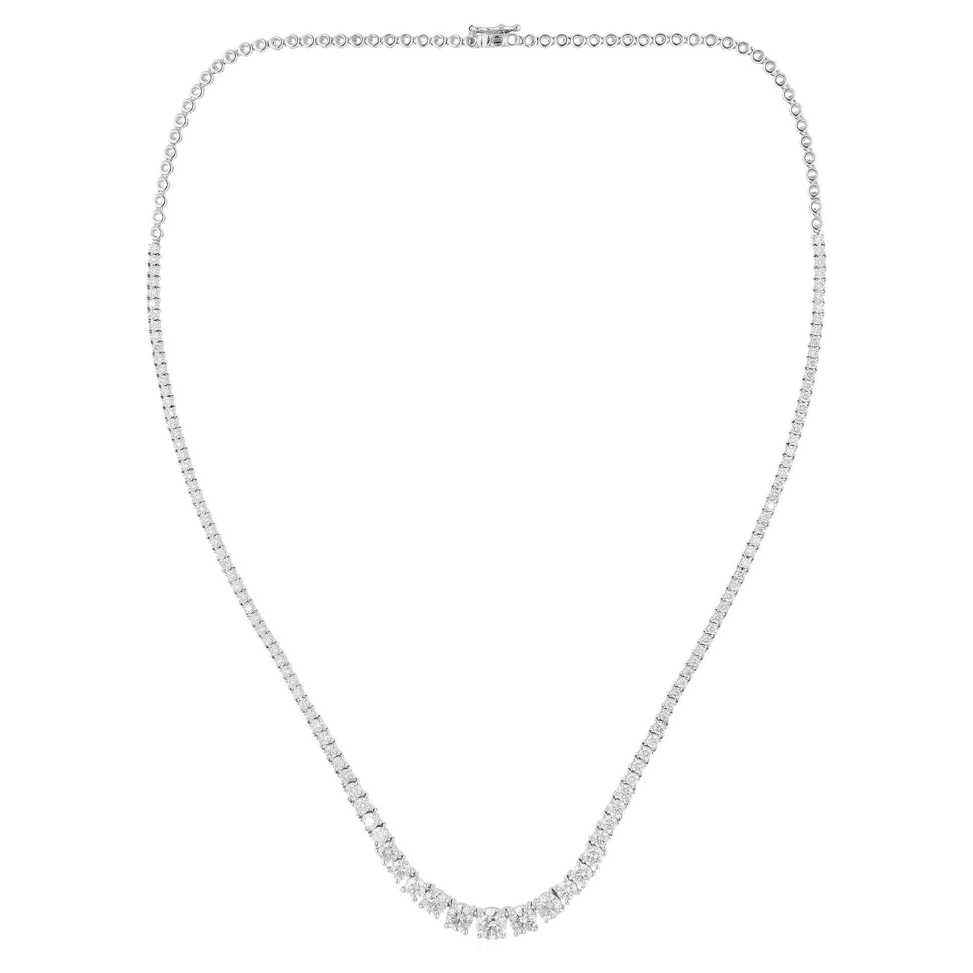 Natural 5.23 Carat Diamond Necklace 18 Karat White Solid Gold Handmade Jewelry For Sale