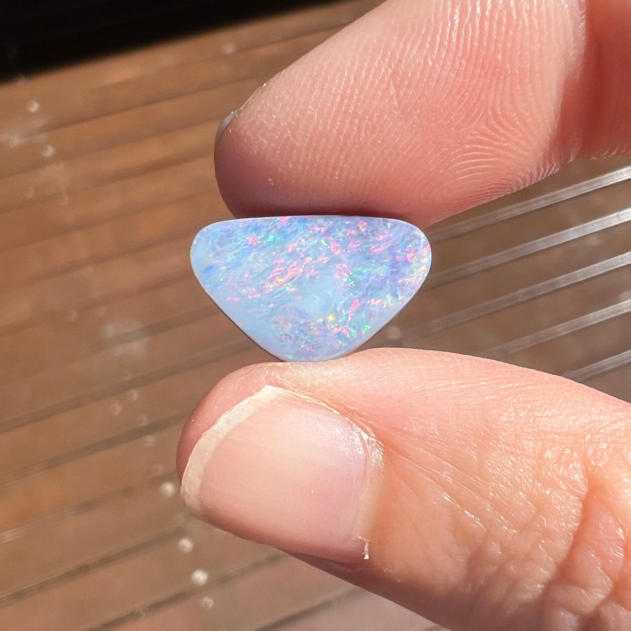 Cabochon Natural 5.24 Ct Australian pink boulder opal mined by Sue Cooper For Sale