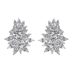 Pendientes de oro blanco de 14 quilates con racimo de diamantes SI/H naturales de 5,24 ct
