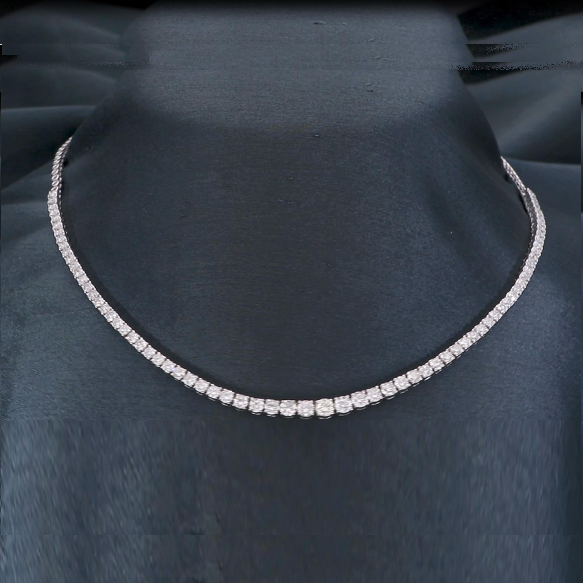 Round Cut Natural 5.25 Carat Round Diamond Chain Necklace 18 Karat White Gold Fine Jewelry For Sale