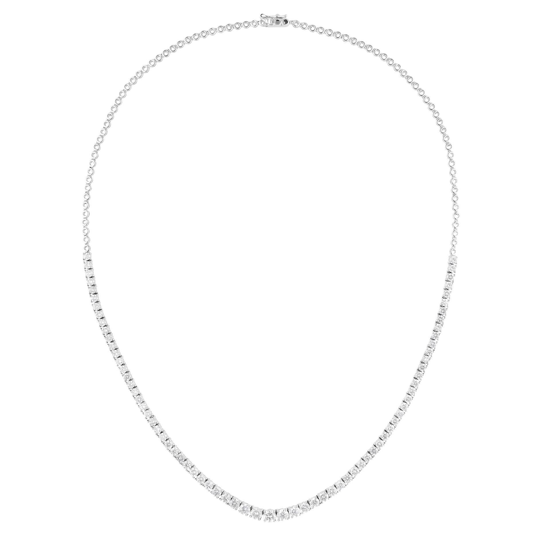 Natural 5.25 Carat Round Diamond Chain Necklace 18 Karat White Gold Fine Jewelry