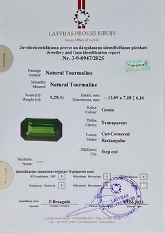 Natürlicher 5,25 Karat, Turmalin, loser Edelstein, Baguette, Afghanistan, Zertifikat.
