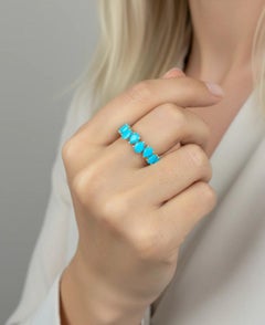 Natural 5.25cts Turquoise Ring in 14k White Gold