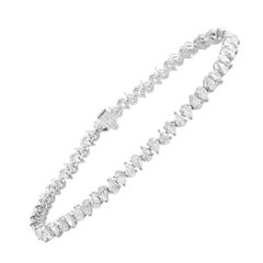 Natural 5.30 Carat Pear Cut Diamond Tennis Bracelet 18 Karat White Gold Jewelry