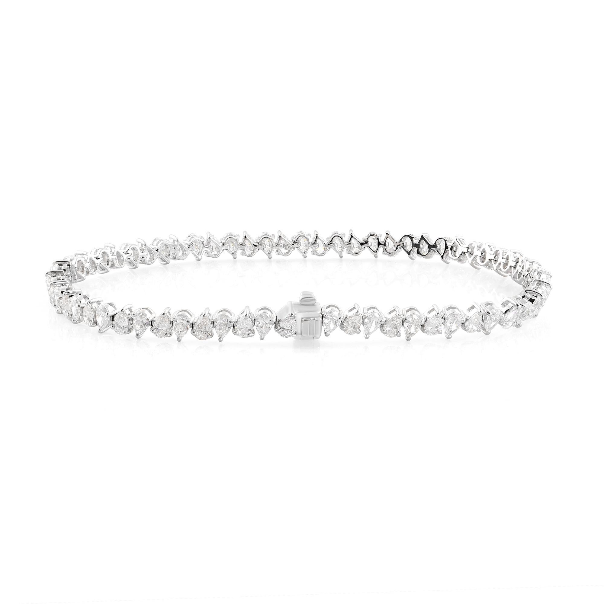 Modern Natural 5.30 Carat Pear Shape Diamond Bracelet 14 Karat White Gold Fine Jewelry For Sale