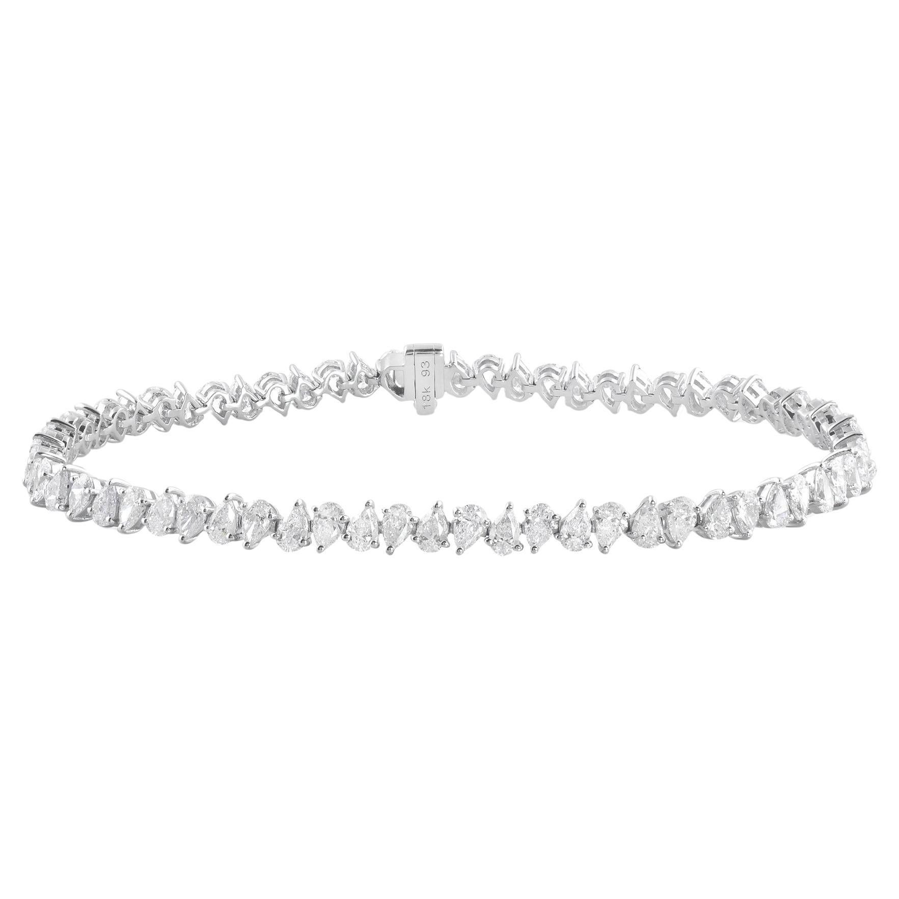 Natural 5.30 Carat Pear Shape Diamond Bracelet 14 Karat White Gold Fine Jewelry
