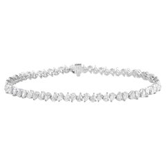 Natural 5.30 Carat Pear Shape Diamond Bracelet 14 Karat White Gold Fine Jewelry