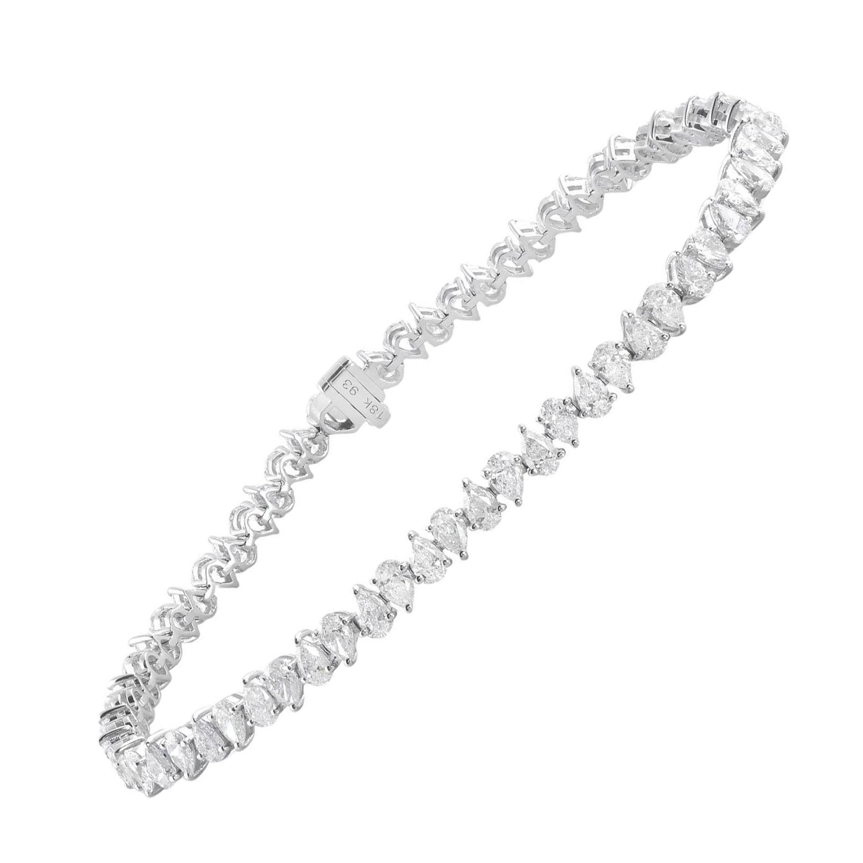 Natural 5.30 Carat Pear Shape Diamond Bracelet 18 Karat White Gold Fine Jewelry