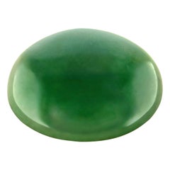 Natürlicher, 5,30 Karat schwerer, GIA-zertifizierter, tiefgrüner Jadeit-Jade-Edelstein der Güteklasse „A“ in ovaler Cabochon-Schliffform