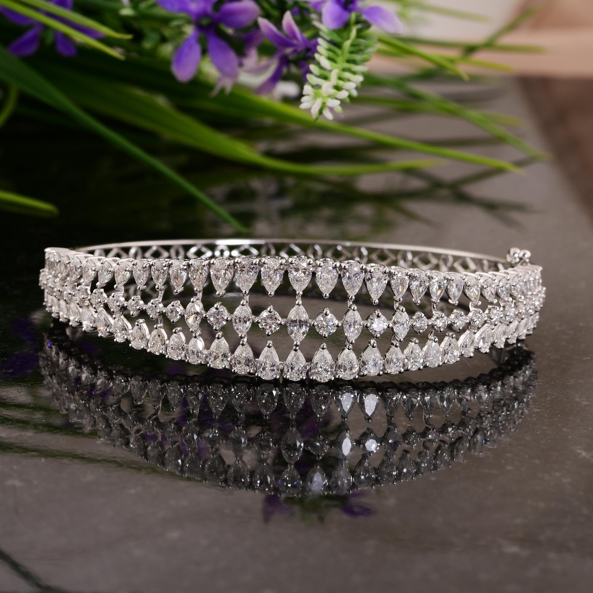 Bracelet jonc cage en or blanc 14 carats avec diamants naturels de 5,33 carats Pour femmes en vente