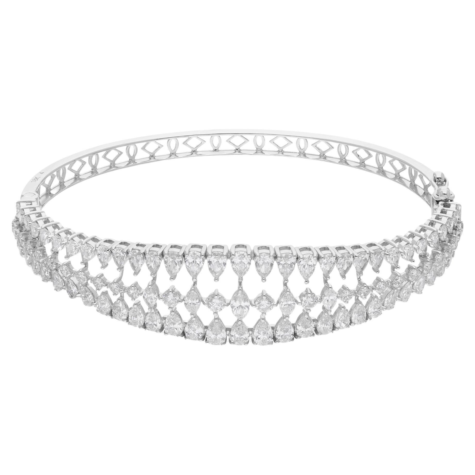 Natural 5.33 Carat Diamond Cage Bangle Bracelet 14 Karat White Gold Fine Jewelry