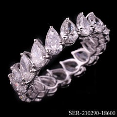Nature 5.4 Carat SI Clarity HI Color Pear Diamond Band Ring 18 Karat White Gold