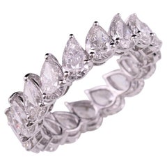 Nature 5.4 Carat SI Clarity HI Color Pear Diamond Band Ring 18 Karat White Gold