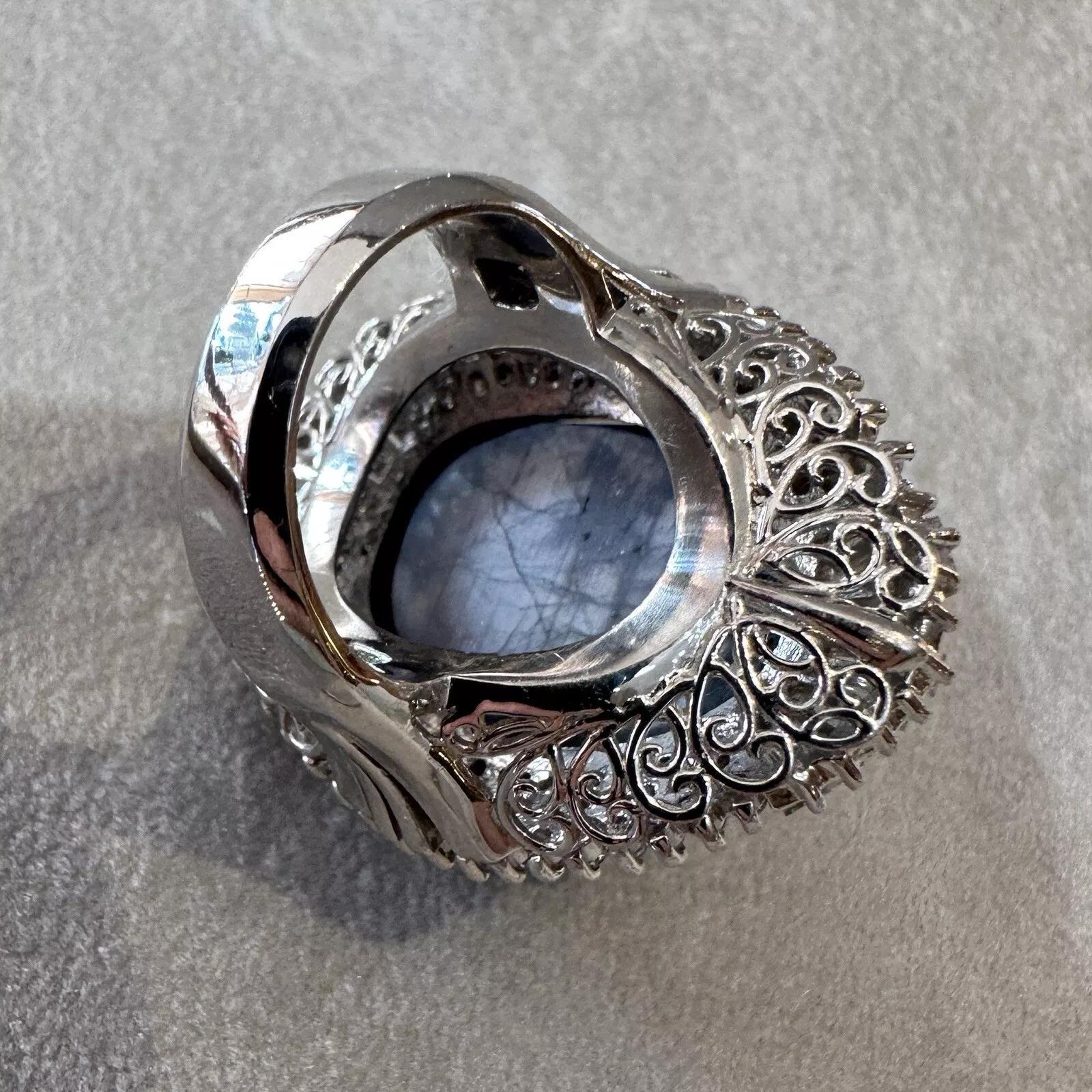 Natural 54 carat Star Sapphire and Diamond Ballerina Ring in Platinum 3