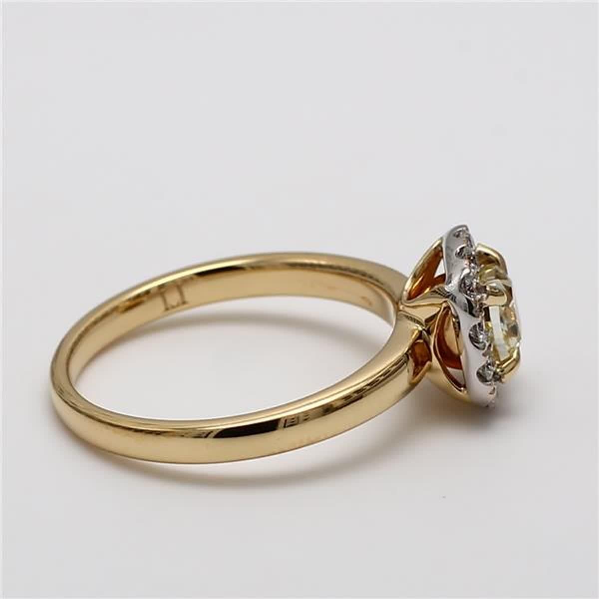 Natural Yellow Cushion and White Diamond .76 Carat TW Yellow Gold Cocktail Ring For Sale 1