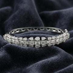 Natural 5.40 Carat SI/H Diamond Bangle Bracelet 18 Karat White Gold Jewelry