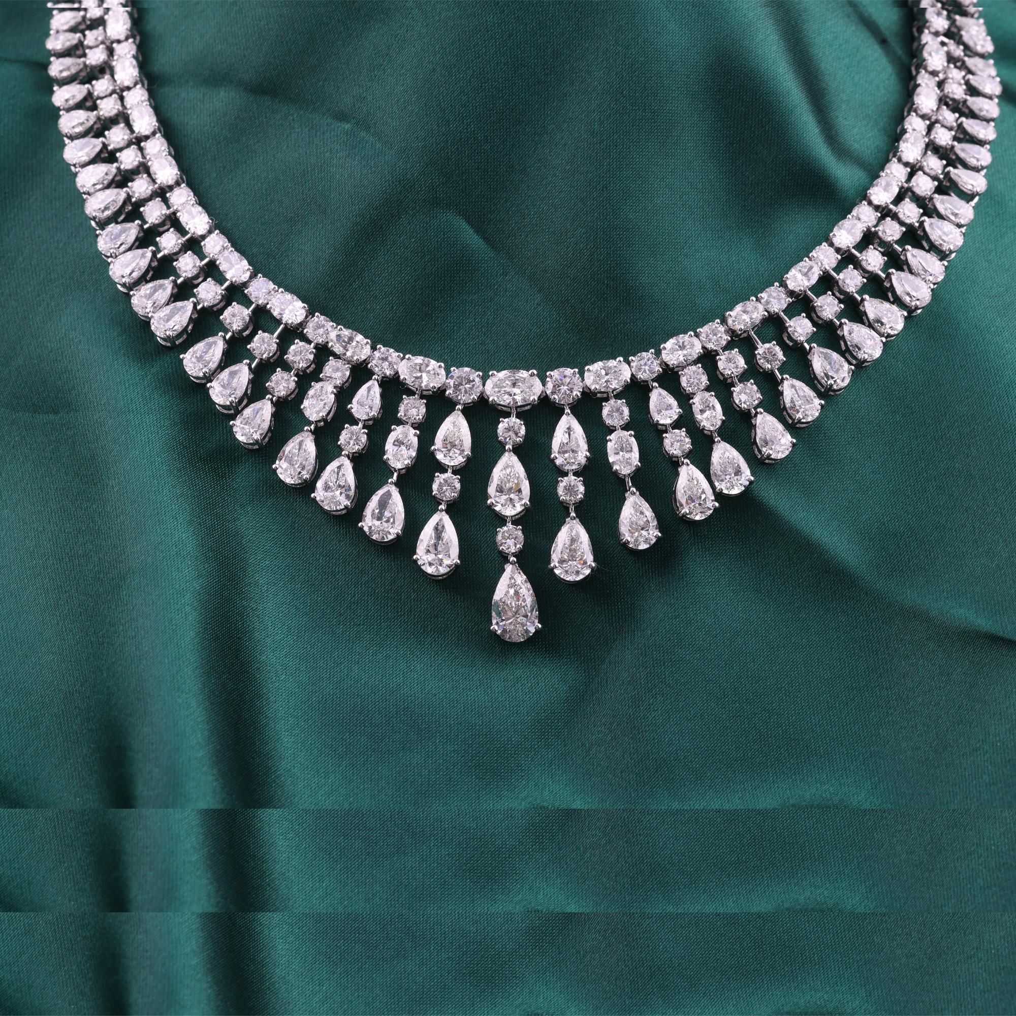 Collar de Diamantes Natural de 54.07 Quilates Claridad SI Color HI Oro Blanco 18 Kilates Moderno en venta