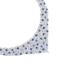 Natural 54.44 Ct. TW Blue Sapphire & Diamond Necklace, 18K White Gold
