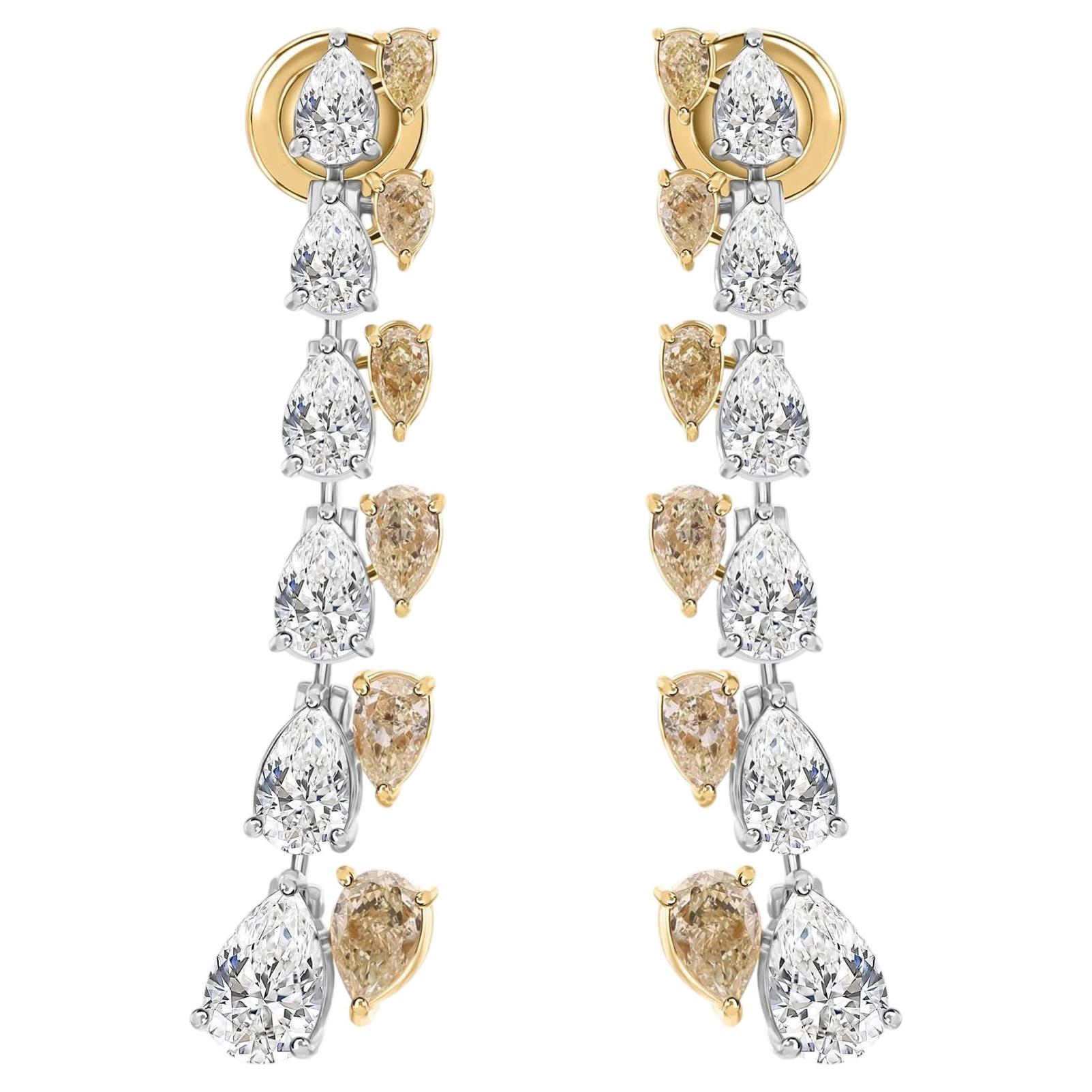 Natürliche 5,45 Karat Birne Diamant-Ohrringe 18 Karat Weiß-Gelbgold Feiner Schmuck
