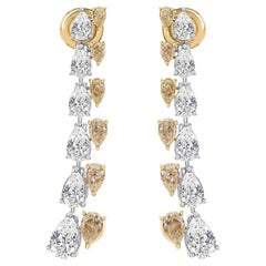 Natural 5.45 Carat Pear Diamond Earrings 18 Karat White Yellow Gold Fine Jewelry