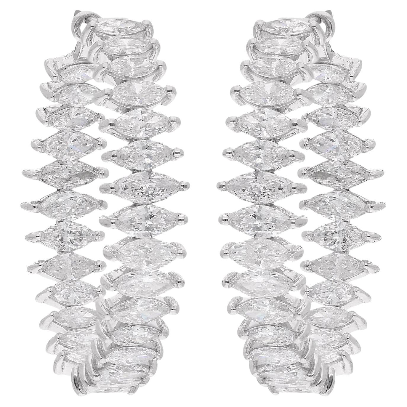 Nature 5.47 Carat Marquise Diamond Hoop Earrings 14 Karat White Gold Jewelry
